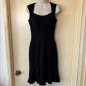 White House Black Market Black Sleeveless Midi Dress with Flippy Hem size 00